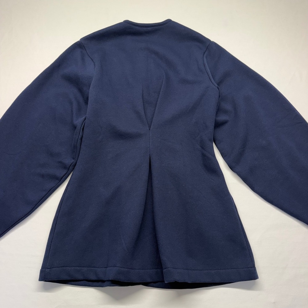 Chan Luu Pinch Waist Cardigan 1 Navy Cotton Fleece Hook Eye Balloon Sleeve - Picture 6 of 12